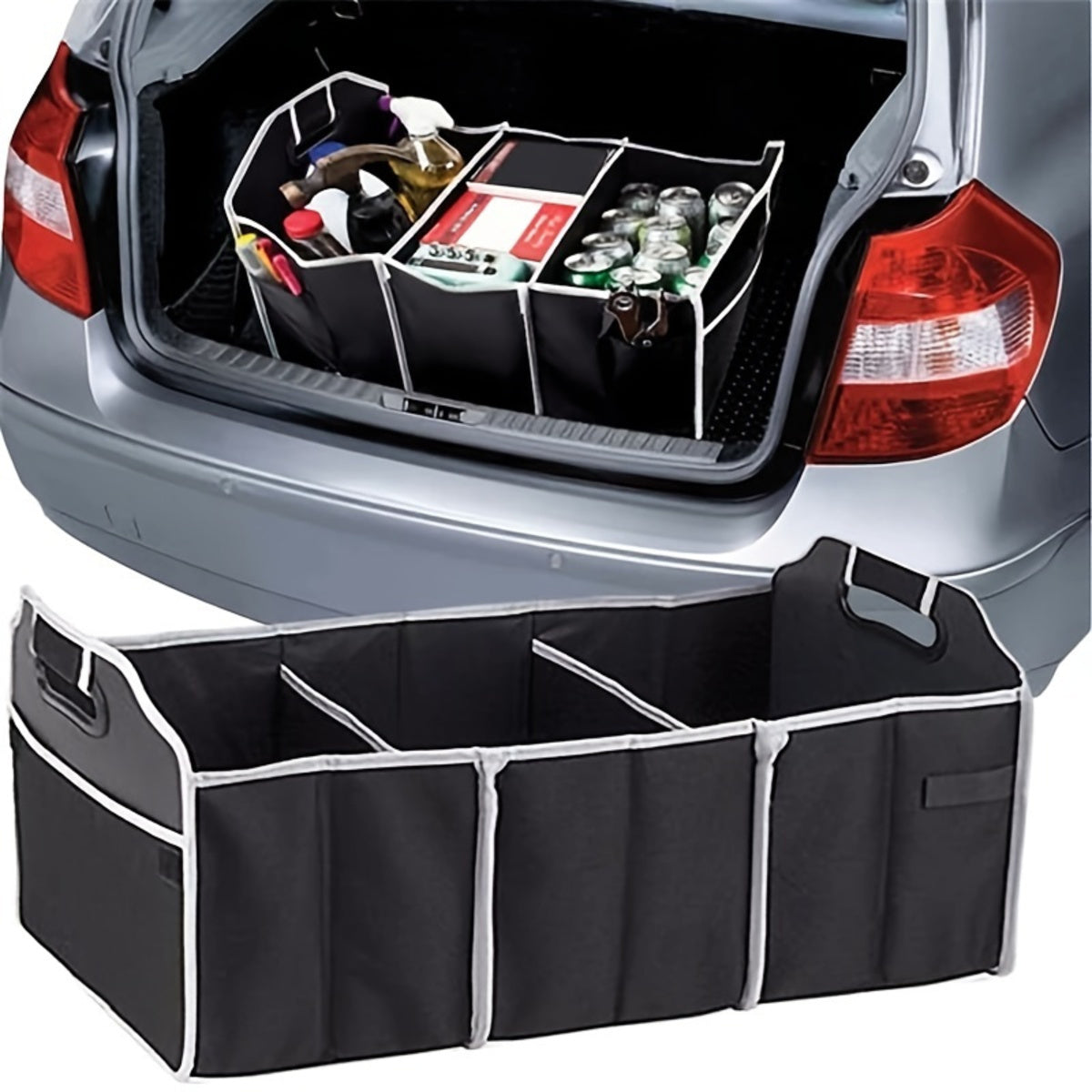 Folding multi-pocket boot organiser, black